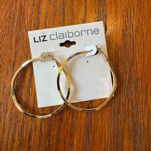 Liz Claiborne gold tone 2 inch hoops NWT